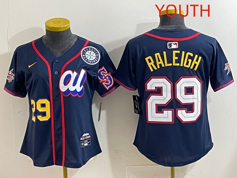 Youth 2025 Seattle Mariners #29 Raleigh dark Blue All star Nike MLB Jersey style 001
